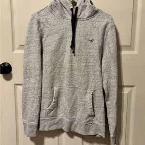 Hollister Heather Gray Hoodie with Black Drawstring